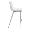 Magnus Barstool (Set of 2) White & Silver - ZUO