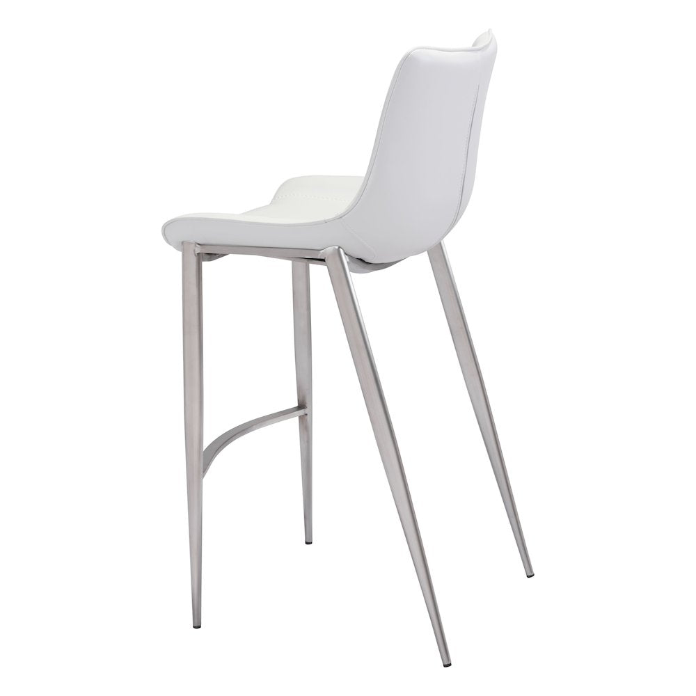 Magnus Barstool (Set of 2) White & Silver - ZUO