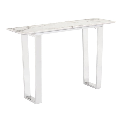 Atlas Console Table White & Silver - ZUO