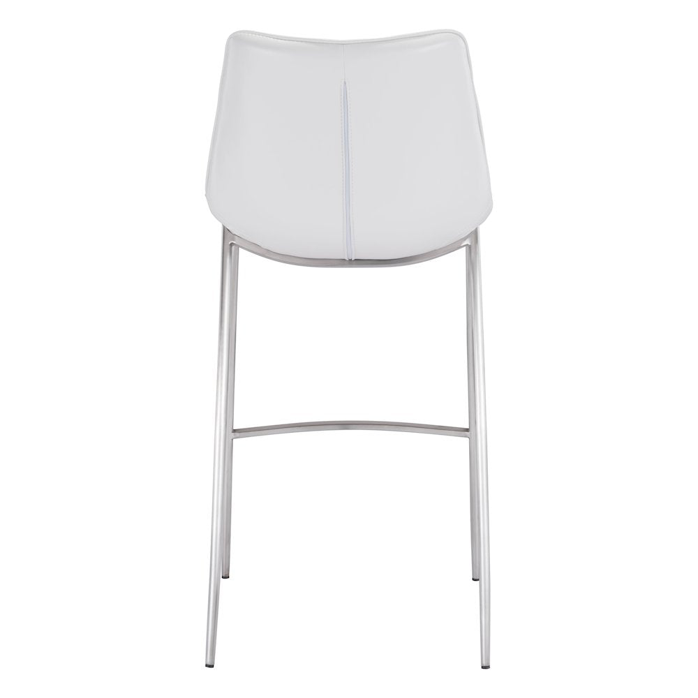Magnus Barstool (Set of 2) White & Silver - ZUO