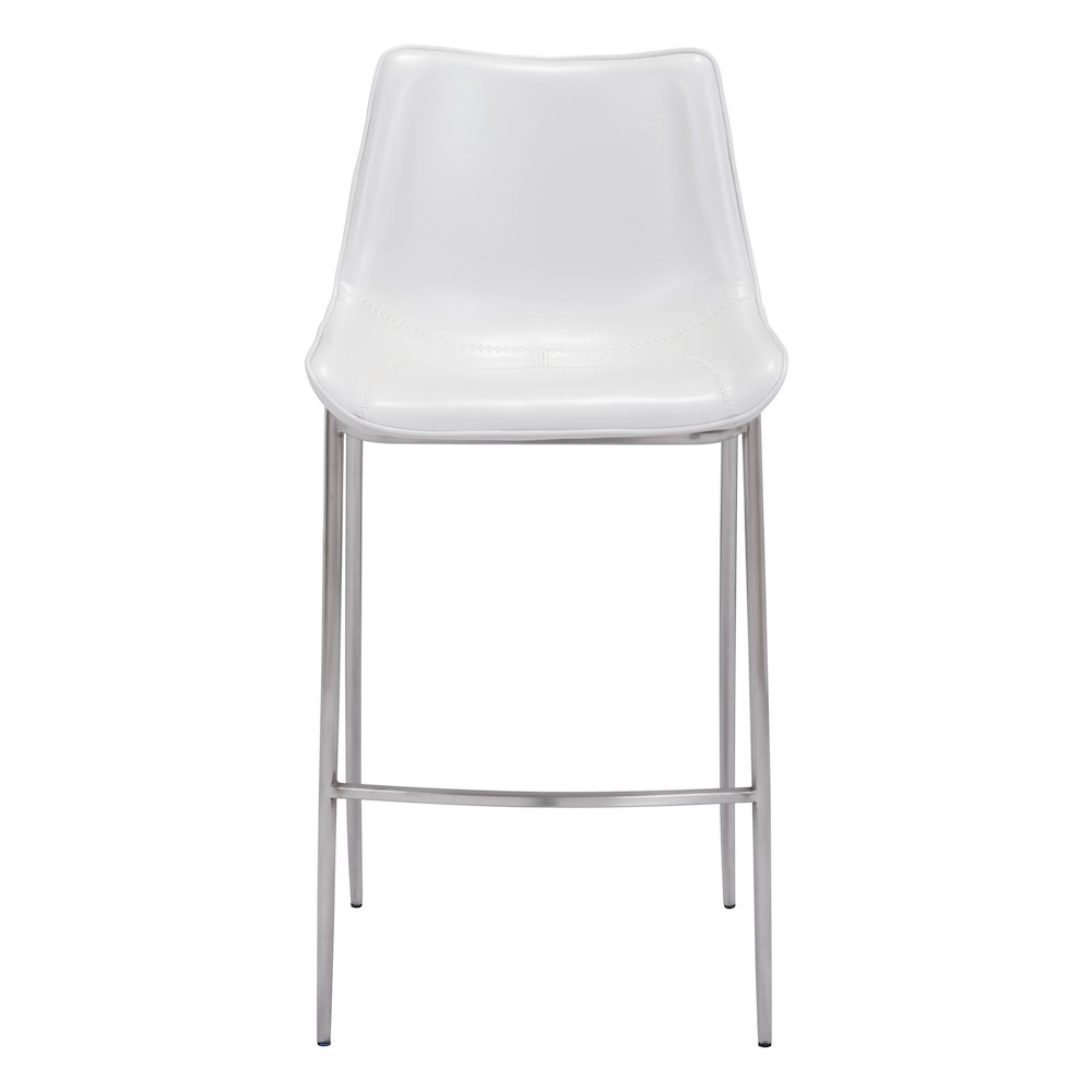 Magnus Barstool (Set of 2) White & Silver - ZUO