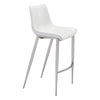 Magnus Barstool (Set of 2) White & Silver - ZUO