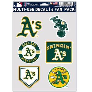 Oakland Athletics Decal Multi Use Fan 6 Pack - WinCraft