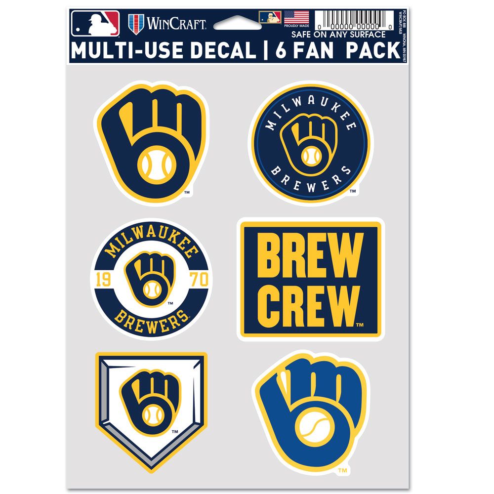 Milwaukee Brewers Decal Multi Use Fan 6 Pack - WinCraft