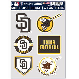 San Diego Padres Decal Multi Use Fan 6 Pack - WinCraft