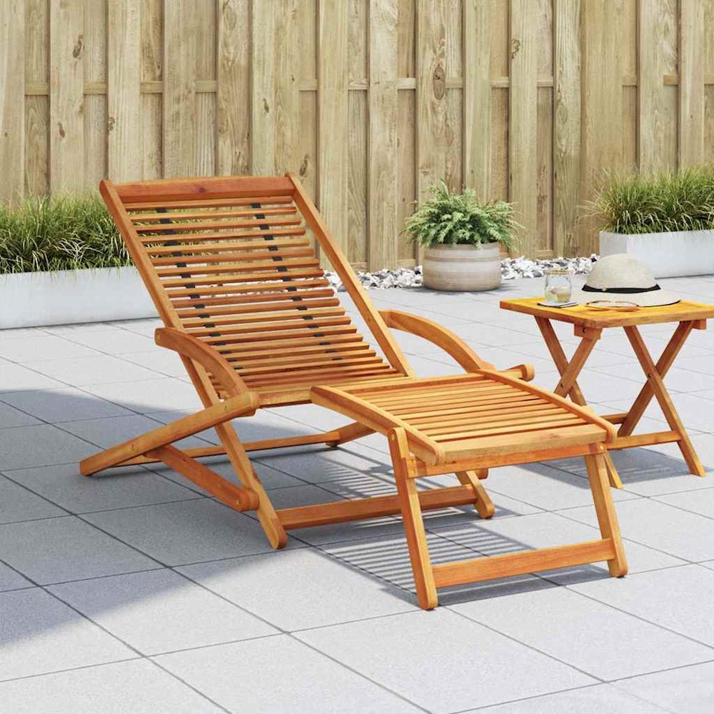 Deck Chair Light brown Acacia wood Standard Foldable Deck Chair - vidaXL