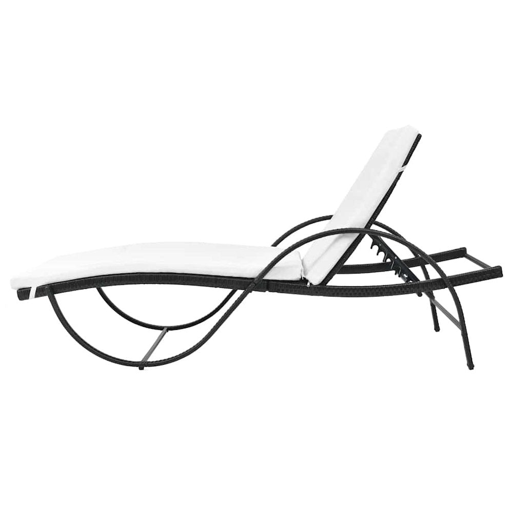 vidaXL Sun Loungers 2 pcs with Table Poly Rattan Black
