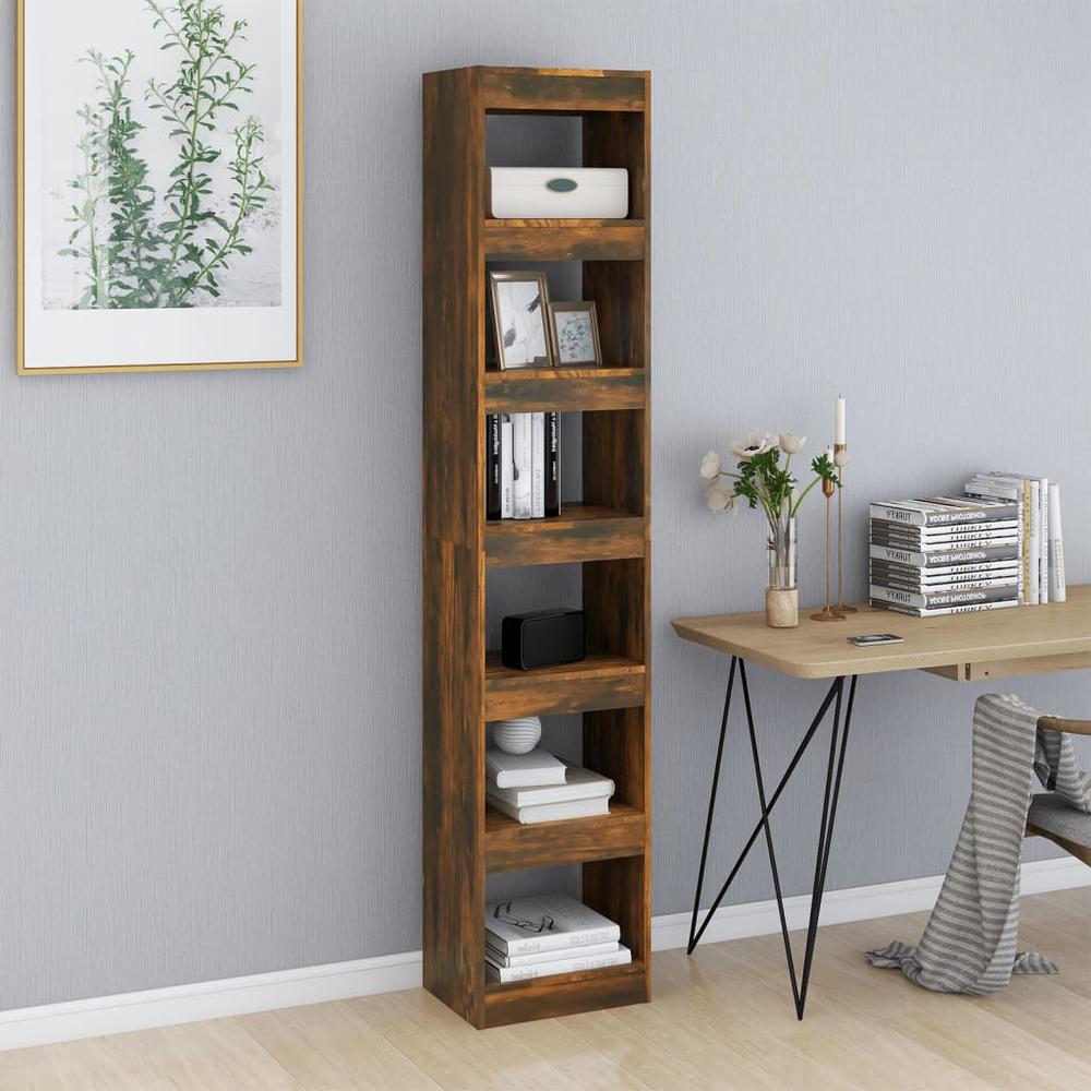 vidaXL Book Cabinet/Room Divider Smoked Oak 15.7''x11.8''x78''