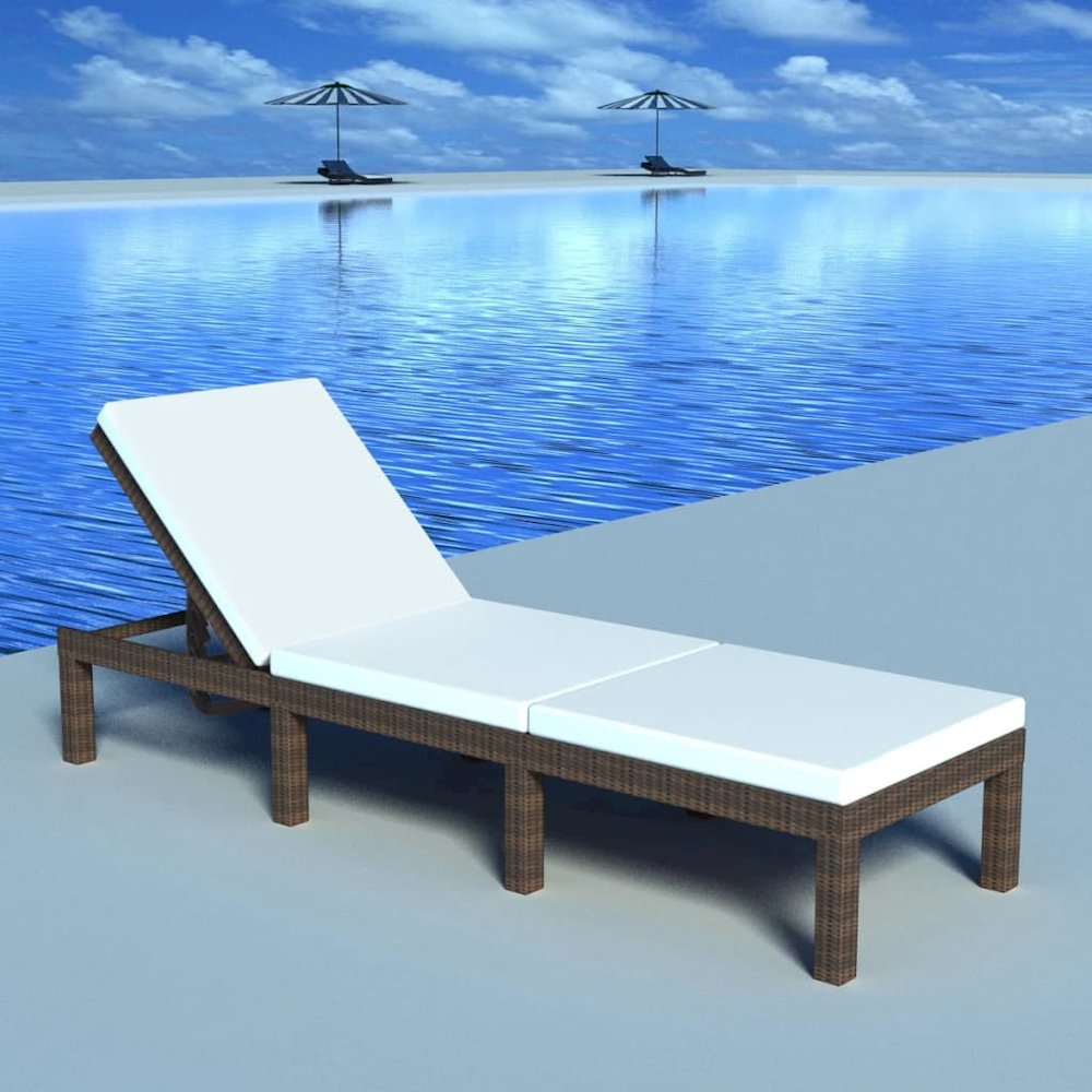 Sunlounger Brown PE Rattan Standard Adjustable Armrests - vidaXL