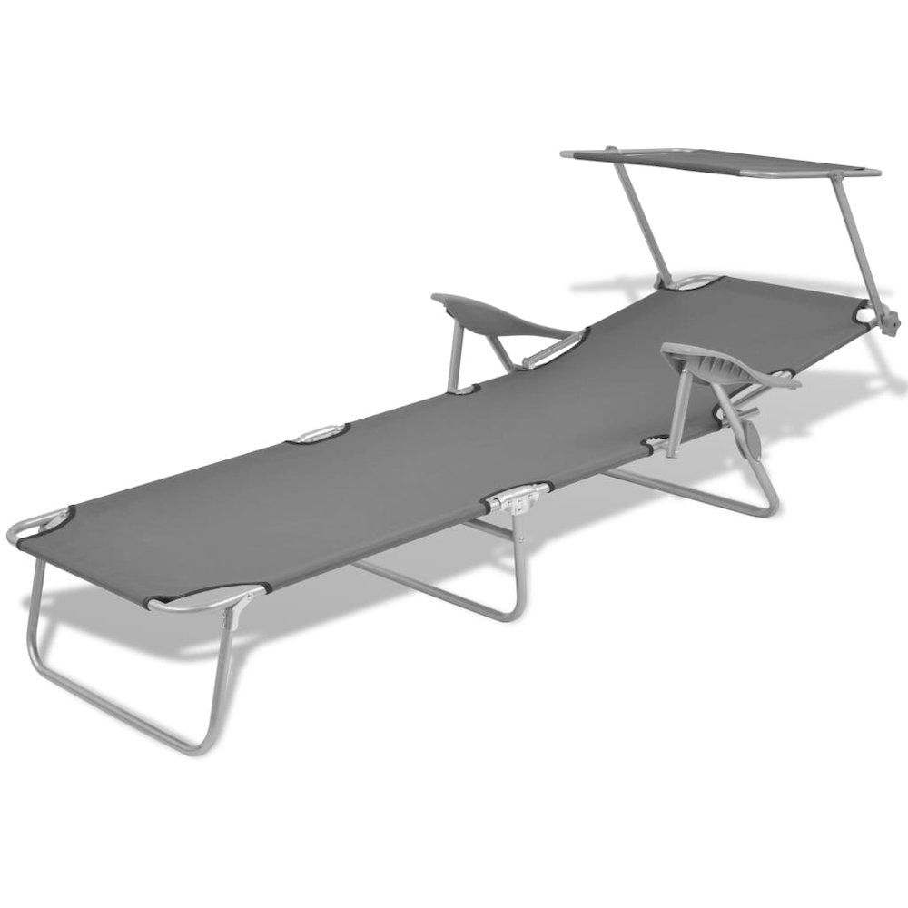 Sun Lounger Steel Grey Powder-coated steel frame, Polyester fabric - vidaXL