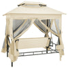 Garden Swing Chair Cream White Polyester and Powder-Coated Steel - vidaXL