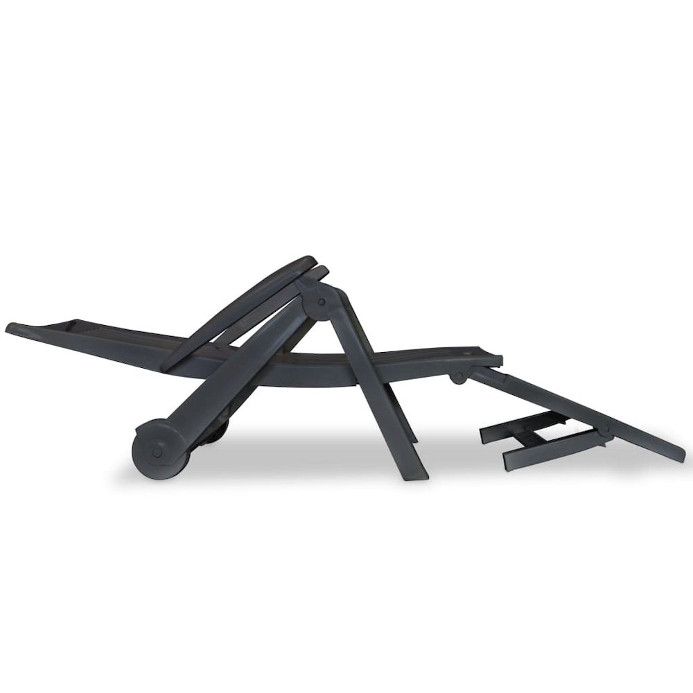 Sun Lounger Anthracite Plastic Standard Foldable Sun Lounger - vidaXL