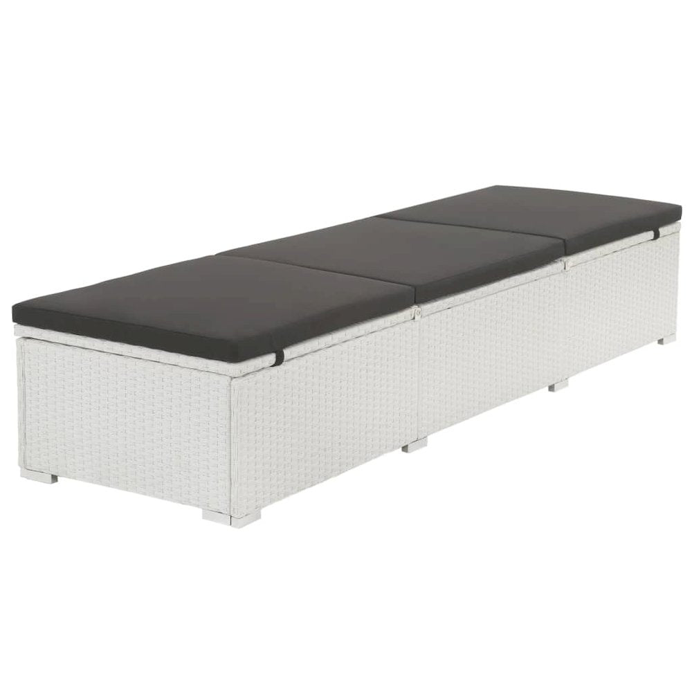 Sunlounger Set White and Black PE rattan - vidaXL