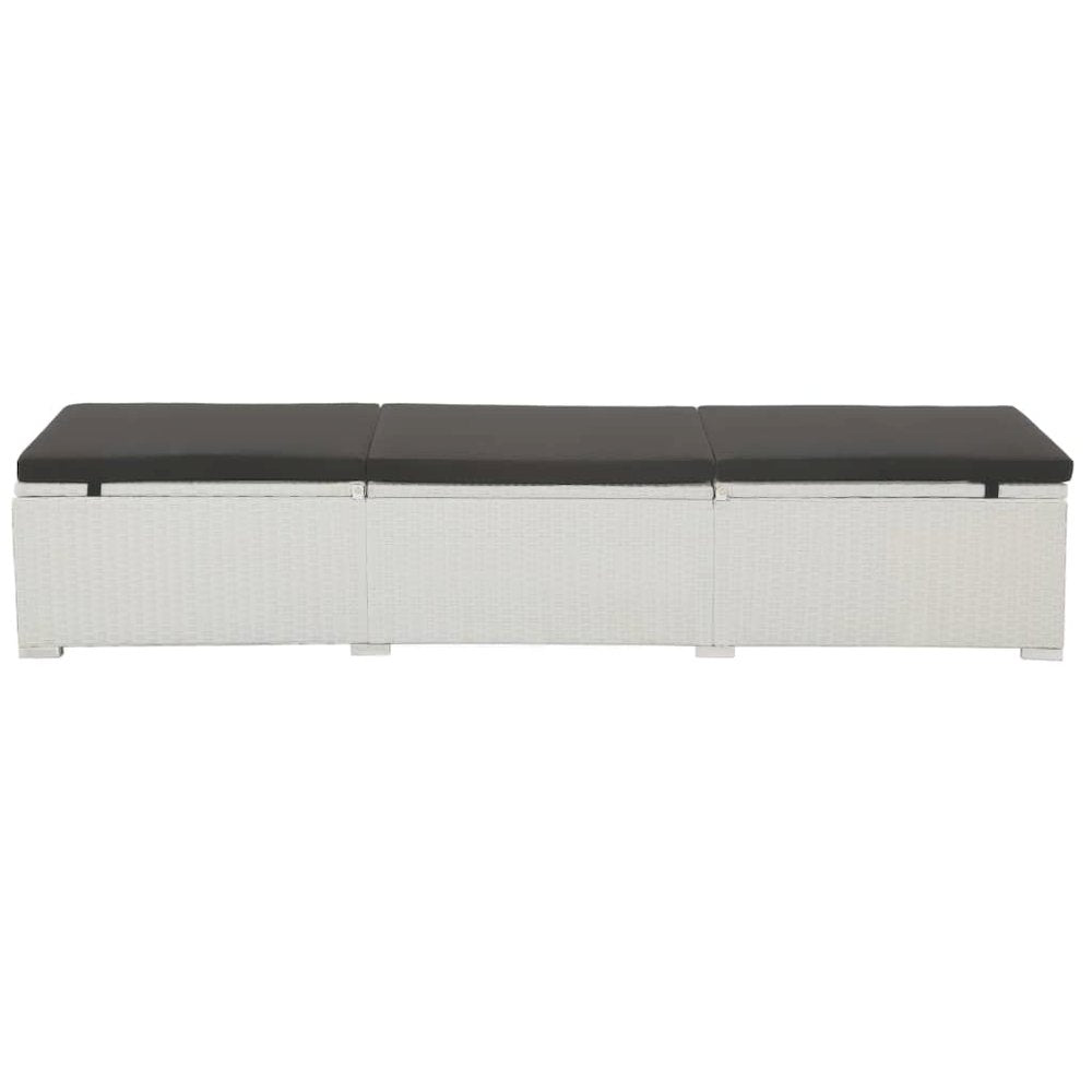 Sunlounger Set White and Black PE rattan - vidaXL
