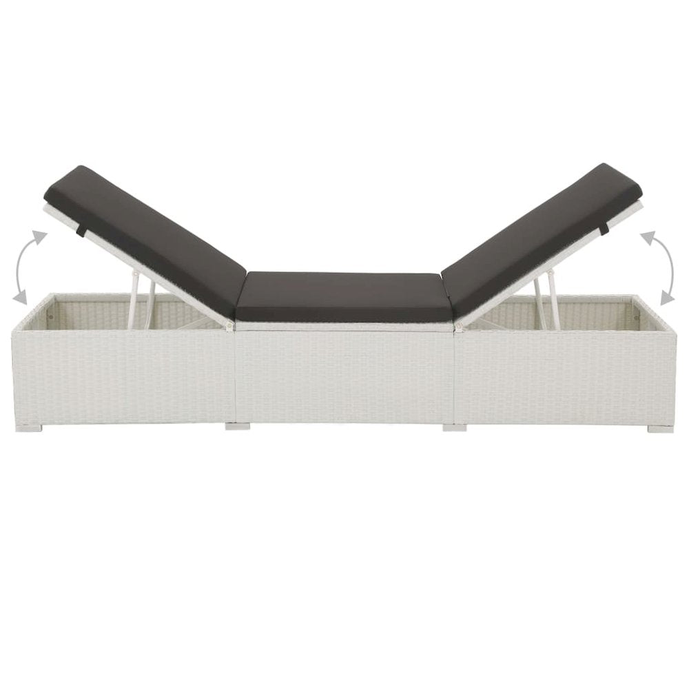 Sunlounger Set White and Black PE rattan - vidaXL