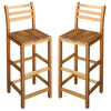 Bar Chair Set of 2 Natural Wood Solid Acacia Wood Large - vidaXL