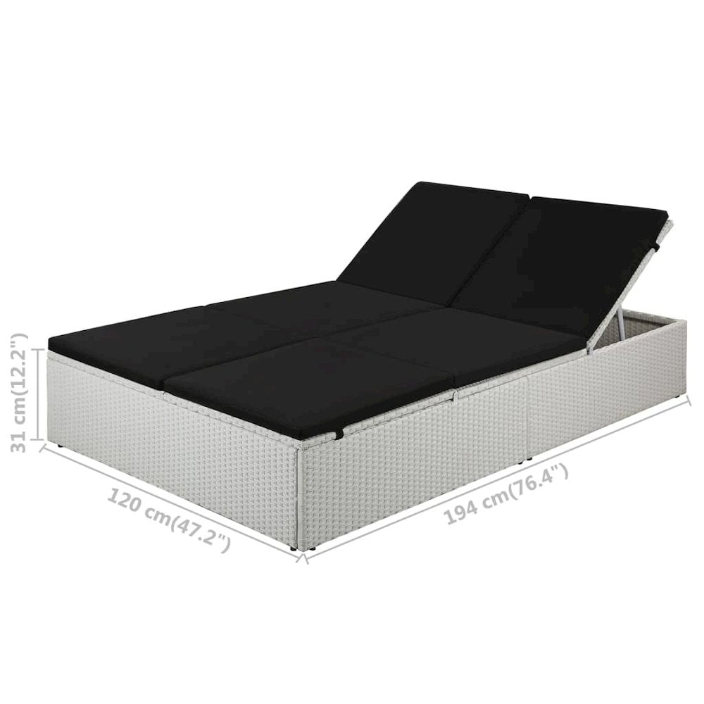 Sunlounger White and Black Poly Rattan and Powder-Coated Steel - vidaXL