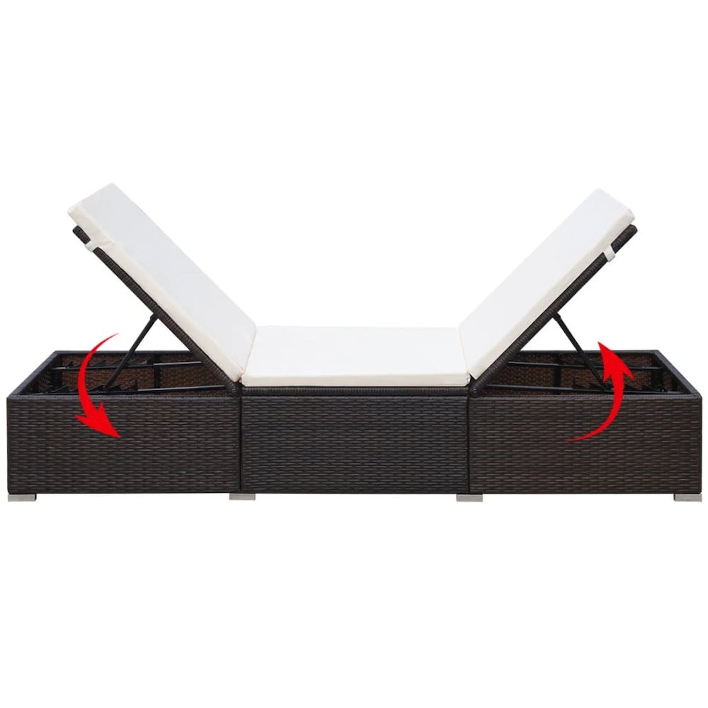 Sunlounger Brown and cream white - vidaXL