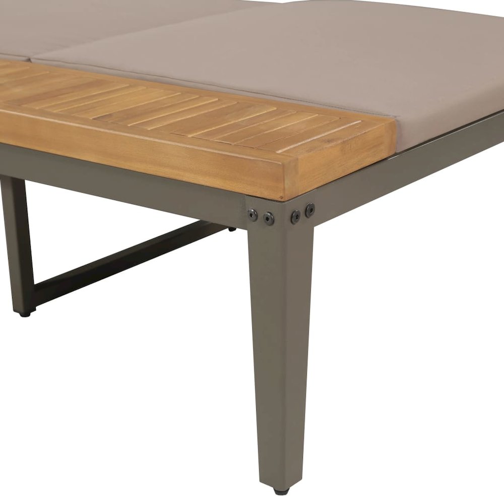 Garden Sunbed Brown Solid Acacia wood Regular Adjustable Armrests - vidaXL