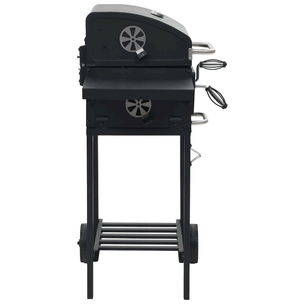 vidaXL Charcoal-Fueled BBQ Grill with Bottom Shelf Black, 44280