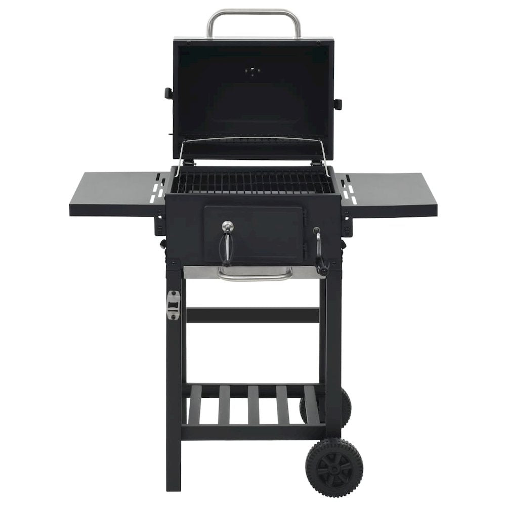 vidaXL Charcoal-Fueled BBQ Grill with Bottom Shelf Black, 44280