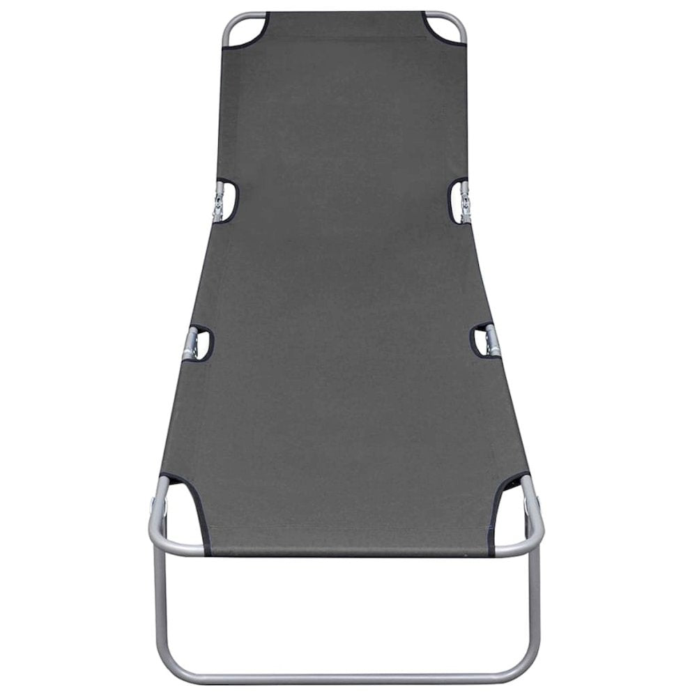 Sunlounger Grey Powder-coated steel 74.4 x 22.8 x 10.6 in - vidaXL