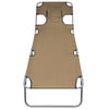 Sunlounger Taupe Powder-Coated Steel Standard Foldable - vidaXL