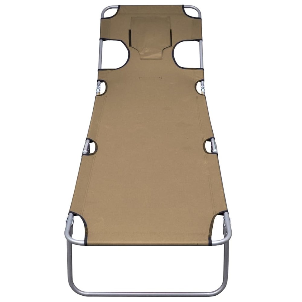 Sunlounger Taupe Powder-Coated Steel Standard Foldable - vidaXL
