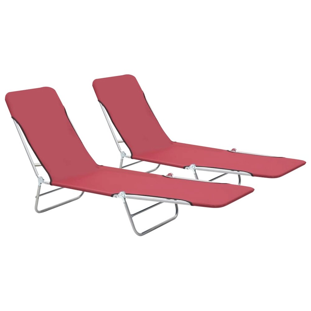 Sunlounger Set of 2 Red - vidaXL
