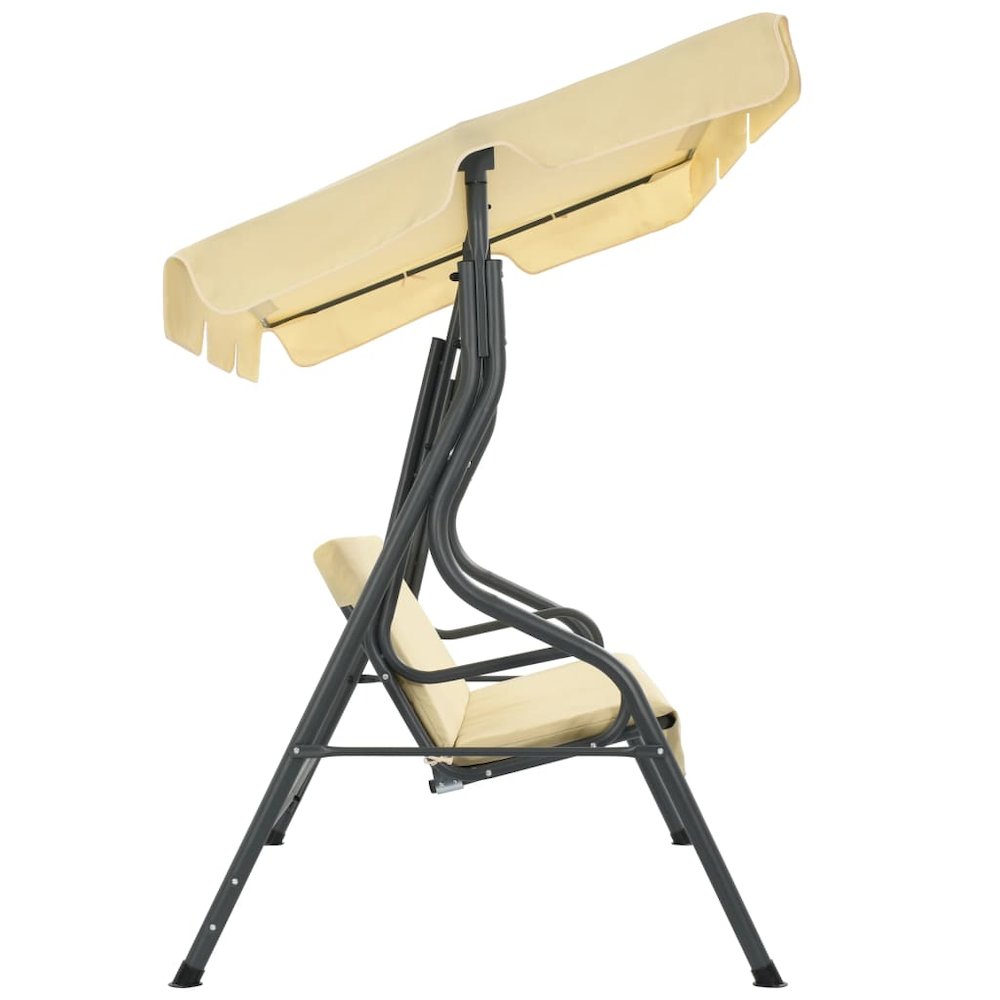 Garden Swing Seat Cream White Powder-coated steel, Polyester Large - vidaXL