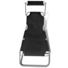 Sun Lounger Black Powder-Coated Steel, Polyester Standard - vidaXL