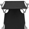 Sun Lounger Black Powder-Coated Steel, Polyester Standard - vidaXL
