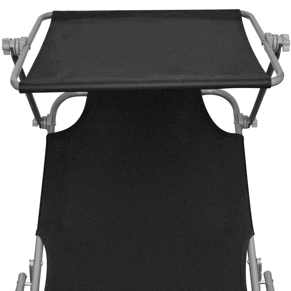 Sun Lounger Black Powder-Coated Steel, Polyester Standard - vidaXL