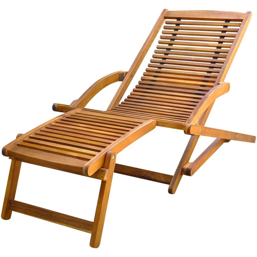 Deck Chair Light brown Acacia wood Standard Foldable Deck Chair - vidaXL