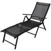 Sun Lounger Black Aluminum Large Foldable Folding Sun Lounger - vidaXL