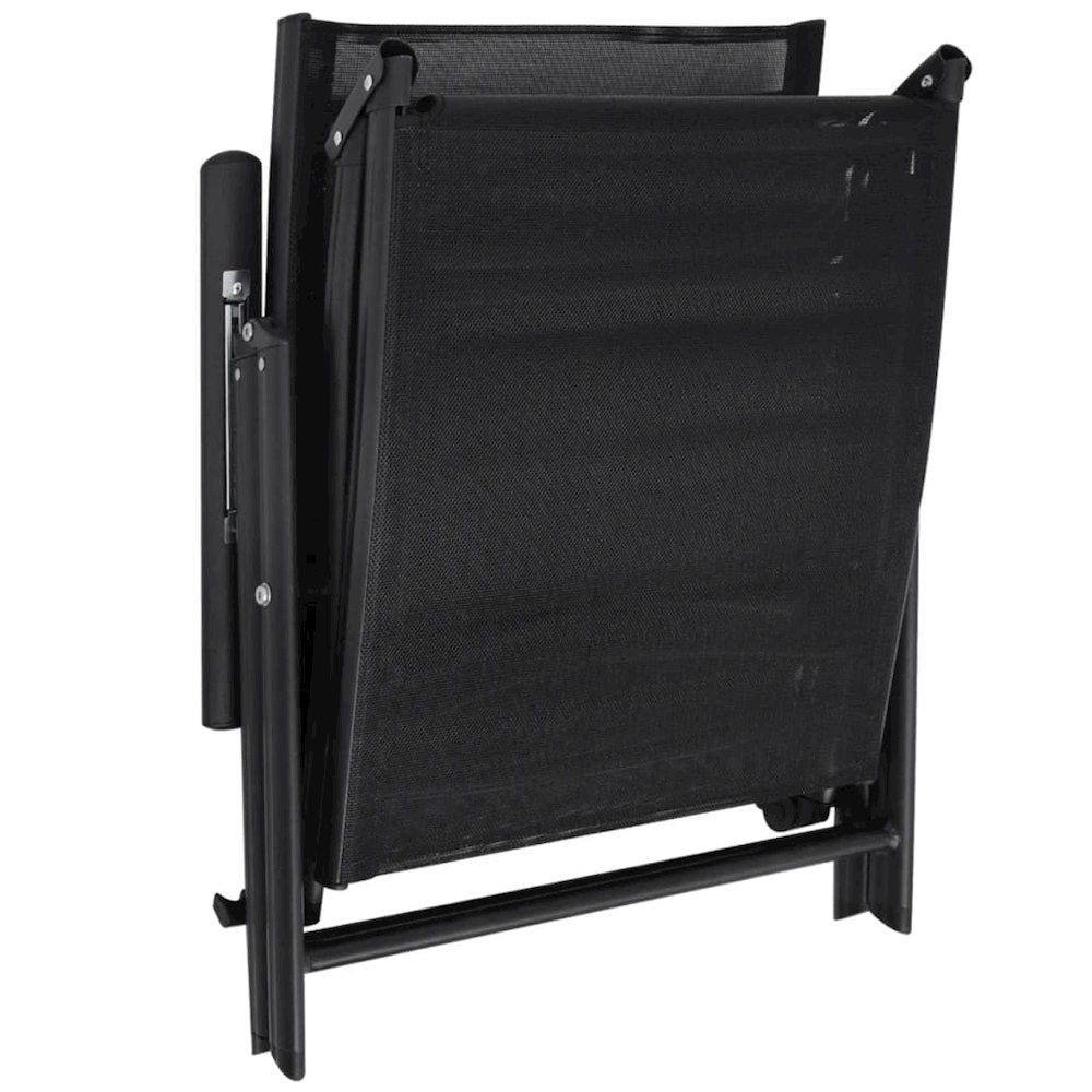 Sun Lounger Black Aluminum Large Foldable Folding Sun Lounger - vidaXL