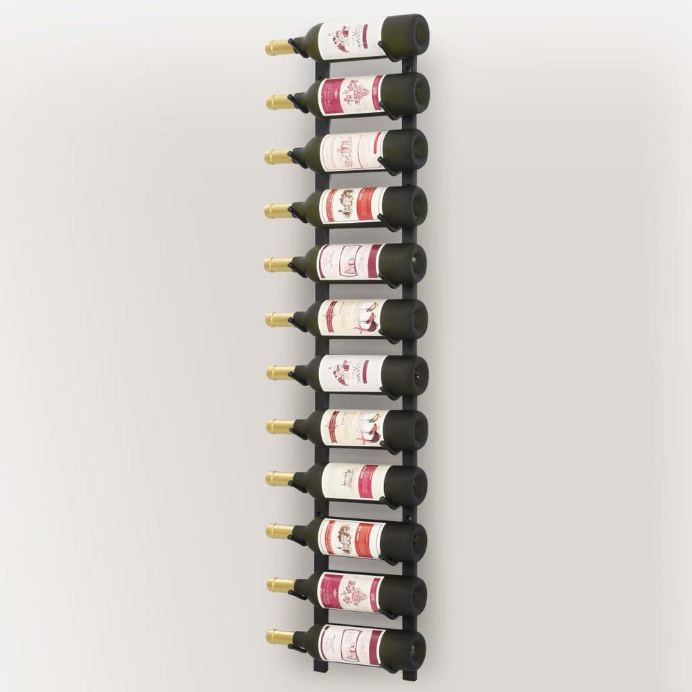 Wall Mounted Wine Rack for 12 Bottles Black Iron - vidaXL