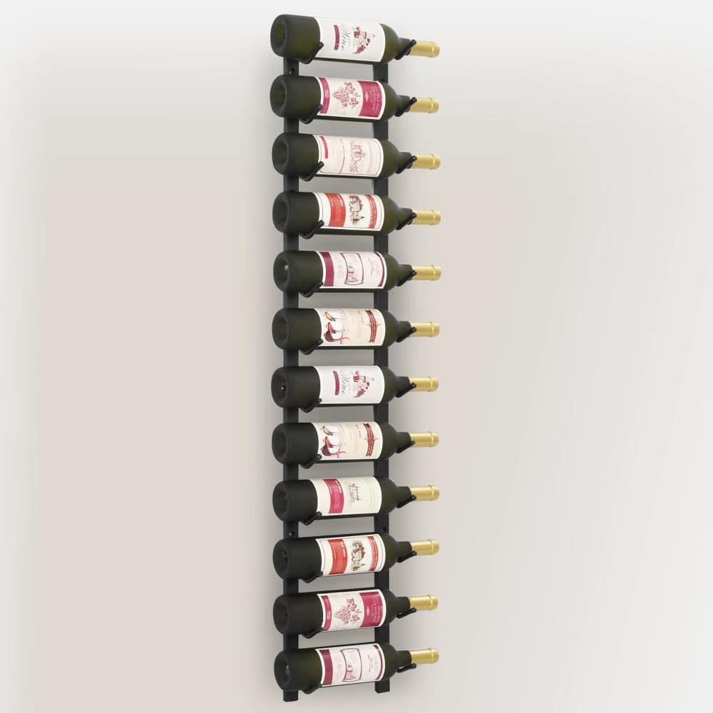 Wall Mounted Wine Rack for 12 Bottles Black Iron - vidaXL