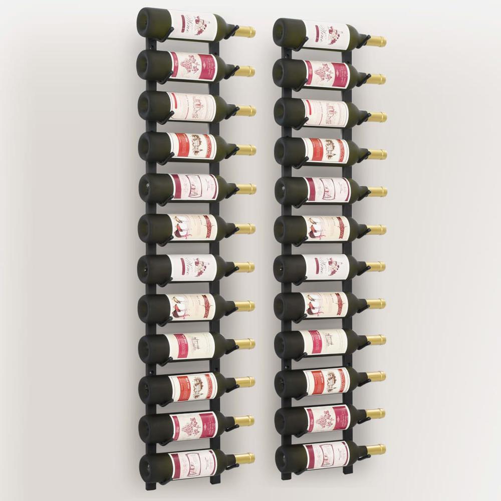 Wall Mounted Wine Racks for 12 Bottles 2 pcs Black Iron - vidaXL