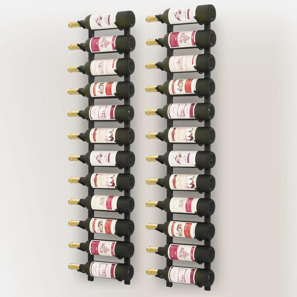 Wall Mounted Wine Racks for 12 Bottles 2 pcs Black Iron - vidaXL