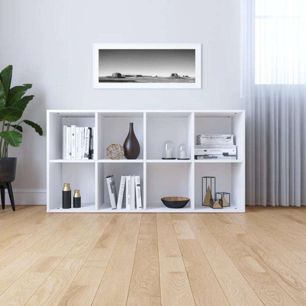 vidaXL Book Cabinet/Sideboard White 26''x11.8''x51.2'' Chipboard, 800153