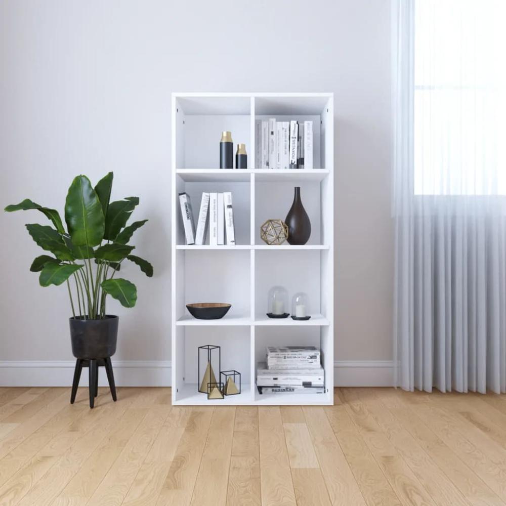 vidaXL Book Cabinet/Sideboard White 26''x11.8''x51.2'' Chipboard, 800153