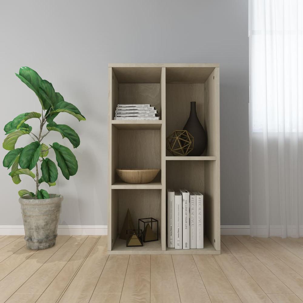 vidaXL Book Cabinet/Sideboard Sonoma Oak 19.7''x9.8''x31.5'' Chipboard, 800165