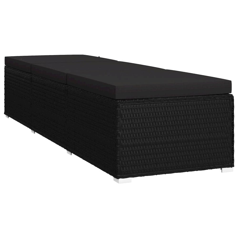 vidaXL Sun Lounger with Cushion Poly Rattan Black, 46221