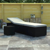 Sun Lounger Black rattan and cream white cushion - vidaXL