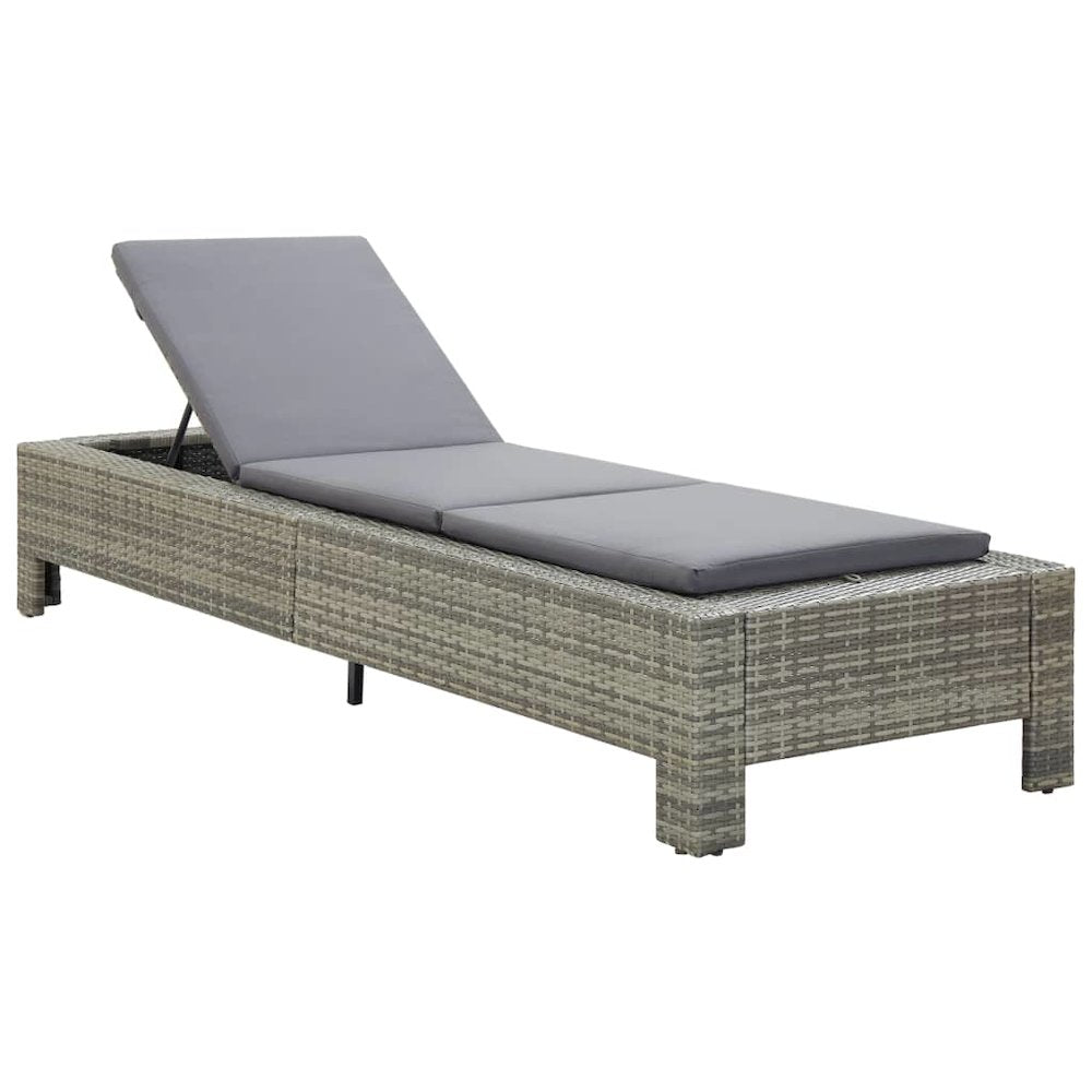 Sun Lounger Grey rattan PE rattan, powder-coated steel - vidaXL