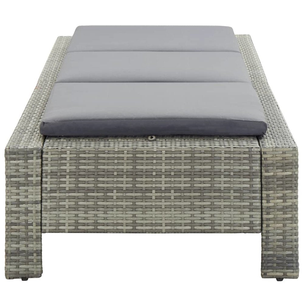 Sun Lounger Grey rattan PE rattan, powder-coated steel - vidaXL