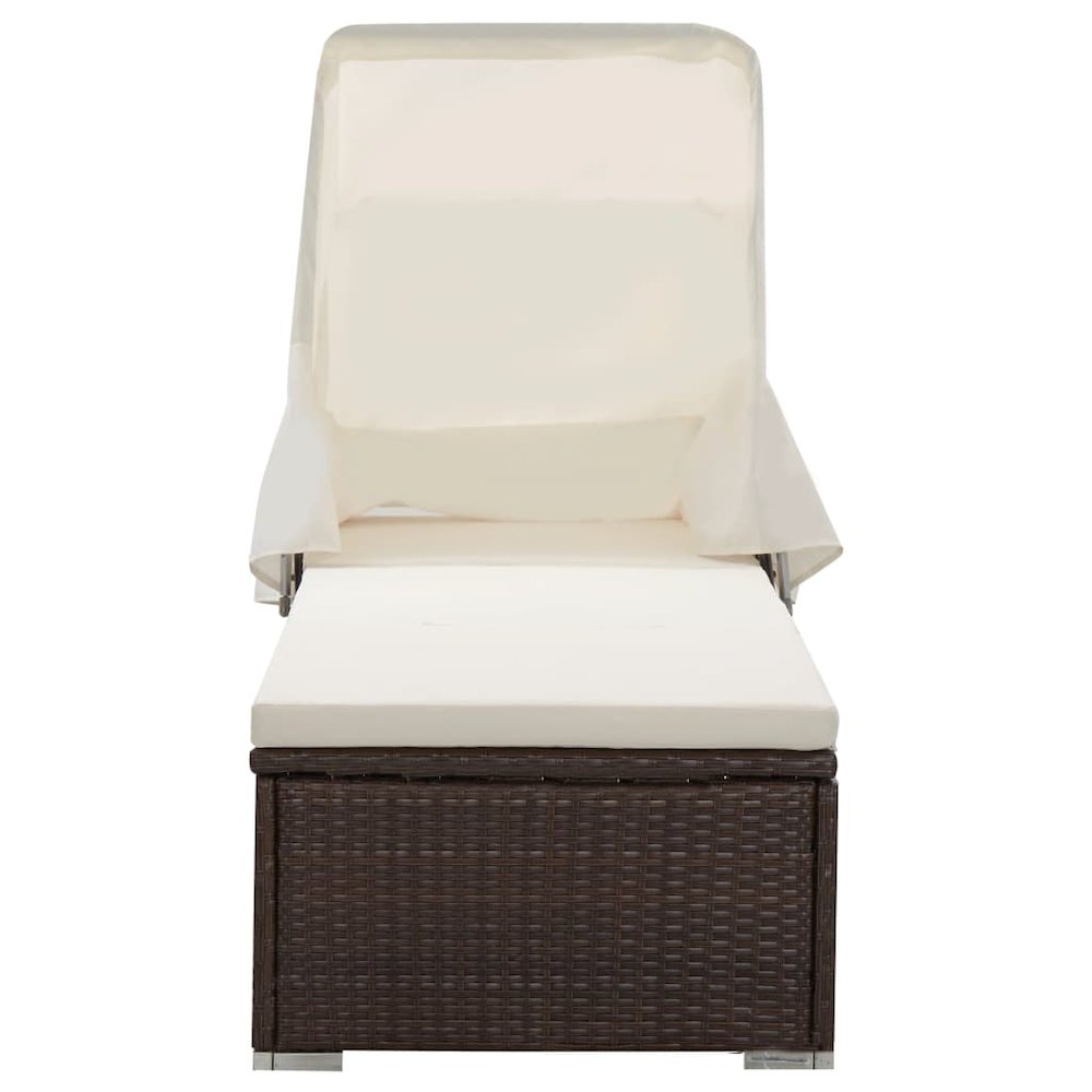 Sun Lounger Brown rattan and cream white cushion - vidaXL