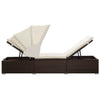 Sun Lounger Brown rattan and cream white cushion - vidaXL