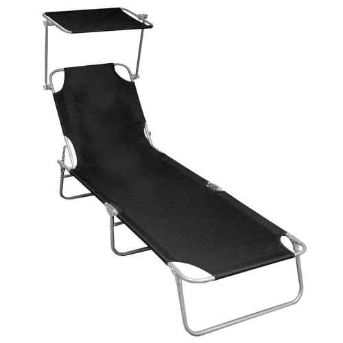 Sunlounger Black Powder-coated aluminum Standard Foldable - vidaXL